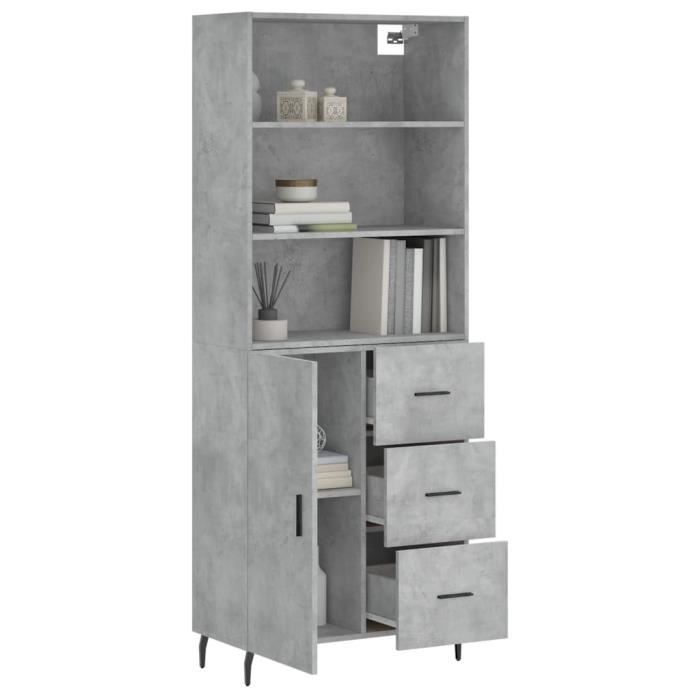 VidaXL Highboard Concrete Grey 69.5x34x180 Cm Engineered Wood 3189465