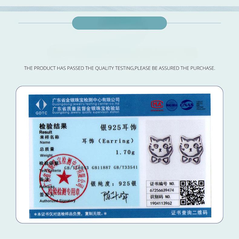 Cute Retro Graffiti Cat Stud Earrings, Pet Cat S925 Sterling Silver Whole Body Stud Earrings Jewelry