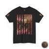 Patriotic Distressed USA Flag Skull & Crossbones T Shirt - Royal Rose