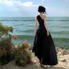 French Sexy Hollow Pleated Slanted Shoulder Dress Women's Summer New Temperament Waist Dress Skirt