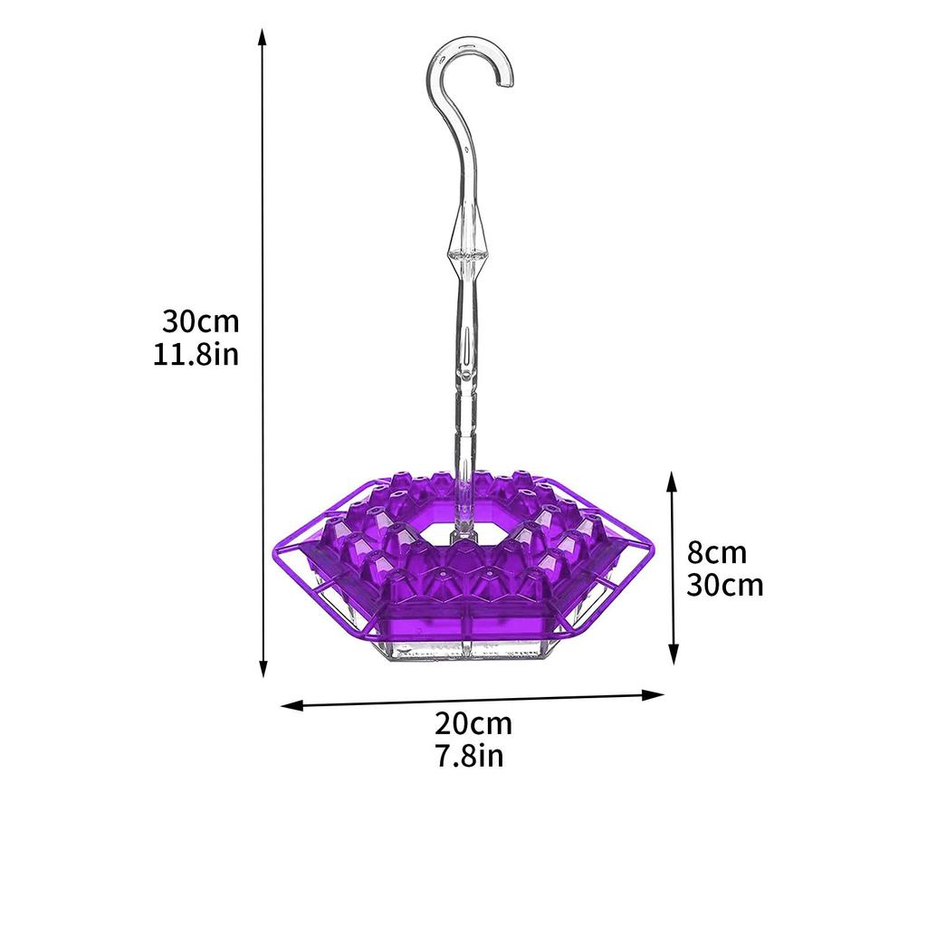 1 Stück Wildvogelfutterspender Hängender Sechseckiger Vogelfutterspender mit Haken Kolibri-Futterspender Gartenvogelfutterspender Haustier Wald Wasserspender
