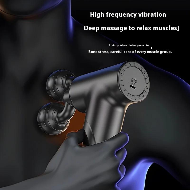 New intelligent multi-stage adjustable mini portable dual head fascia gun, multifunctional muscle relaxation cervical massager