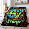 Vibrant Graffiti Game Controller With '67' And 'Name' Gift Personalized Blanket Customize Your Name Ultra Soft For Sofa Couch Office Bed Picnics For