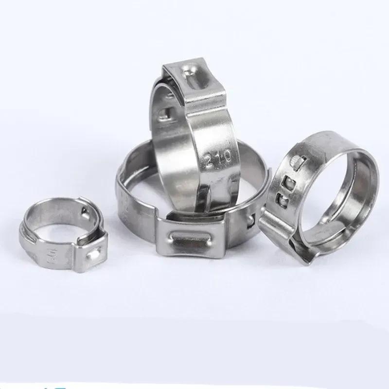 10 Stück-100 Stück Schlauchschellen Einohr Stufenlos 5,3-60mm 304 Edelstahl Schlauchschellen Cinch-Schellenringe zum Abdichten von Arten von Schläuchen
