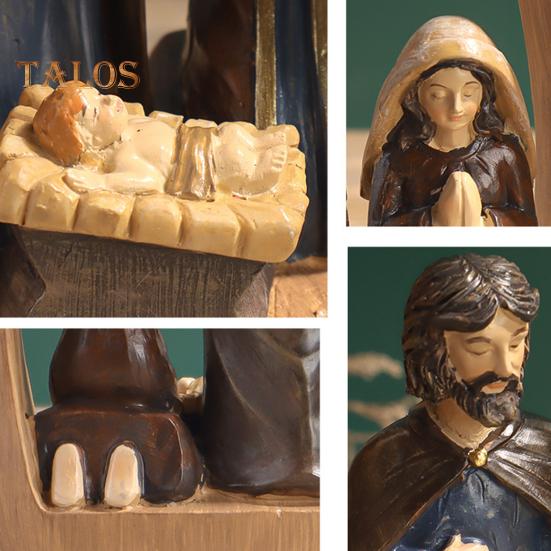 Heilige Familie Harz Figurine Krippen Advent Statue Joseph Jungfrau Maria Geburt von Jesus Skulptur Home Office Desktop Dekoration Ornament