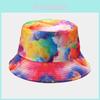 Tie Dye Printed Fisherman Hat With Sun Protection For Casual Outdoor Wear
