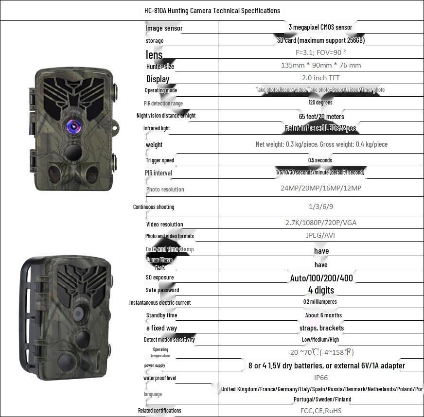 4K 50MP Outdoor Infrared Night Vision Tracking Camera HC-810A