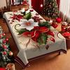 1 Piece Christmas-themed Polyester Printed Rectangular Tablecloth, with Christmas Floral Decorative Pattern