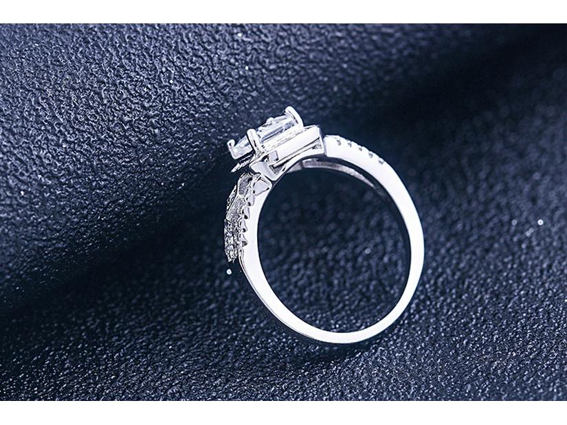 Princess Square Row Diamond Ring - Women's S925 Sterling Silver Micro-set Zircon Square Diamond Ring