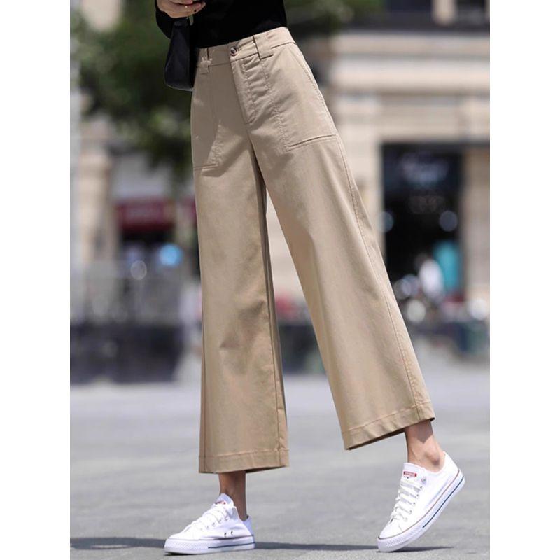 Big Sale Leak-Picking Pure Cotton Cropped Tooling Loose Pants Women's Summer Thin Casual Pants Outwear Small Straight-Leg Pants