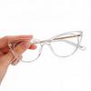 Hot-selling women's large frame cat eye transparent glasses frame retro European and American two-color tr anti-blue flat mirror