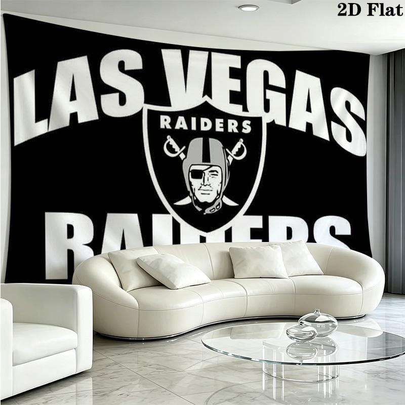 Las Vegas Raiders Logo Wall Tapestry Aesthetic Wall Hanging Printed Fabric Blanket Decorative Tapestries for Bedroom Living Room Home Decor