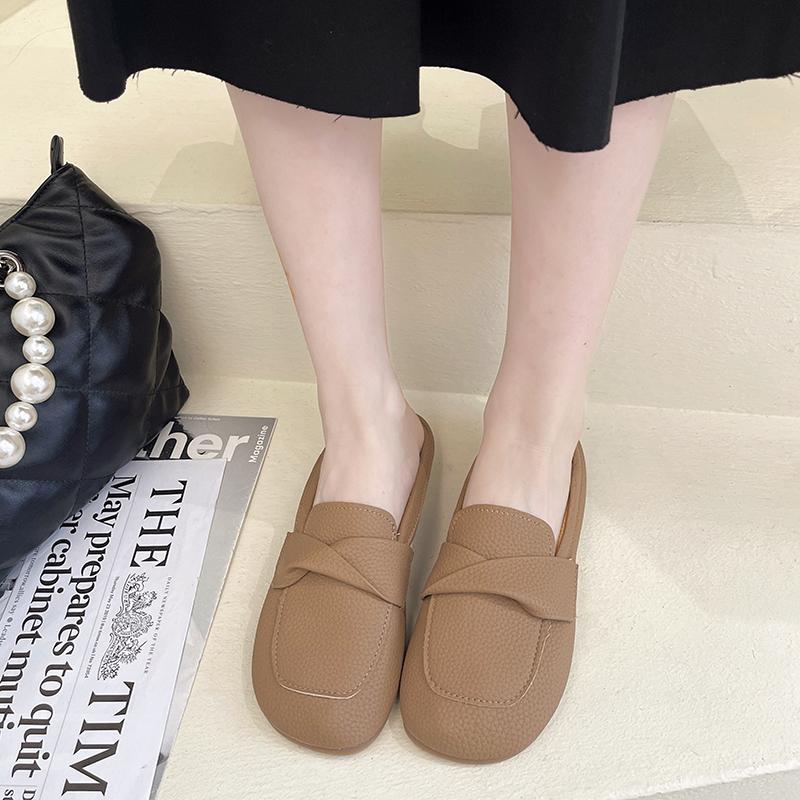 Pantofi de damă la modă Papuci Baotou pentru femei Purtând Nouă Modă Versiune Coreeană Cu Vârf Pătrat Un Pas Papuci Muller Leneși pentru Femei