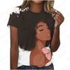 Sexy African Black Girl 3D Print Women's T-Shirts Fashion Casual Short Sleeve T Shirt O-Neck Tees Harajuku Tops Female Clothing