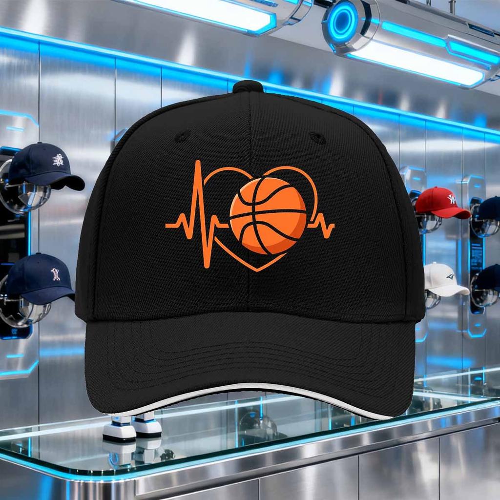 Basketball Heartbeat EKG Love Graphic Baseball Cap Polyester Adjustable Sports Outdoor Cap