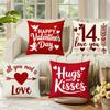Neuer festlicher Valentinstags-Atmosphäre Kissenbezug Heimdekoration Wohnzimmer Sofa Kissenbezug Leinen Bedruckter Kissenbezug