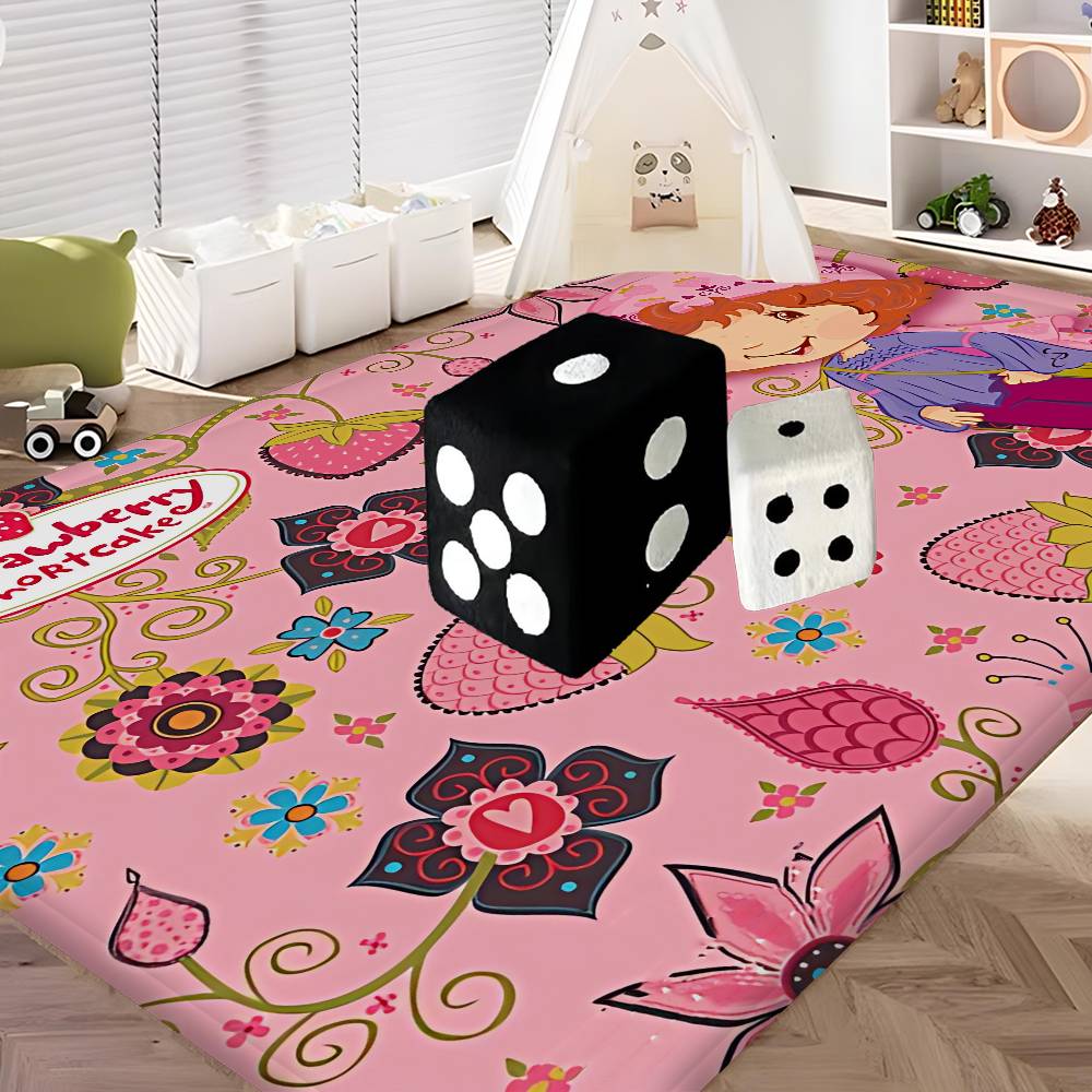 S-Strawberry-Pink Girl Door Mat Kids Room Bedroom Decoration Balcony Anti-Slip Doormat Living Room Doormat Area Rug