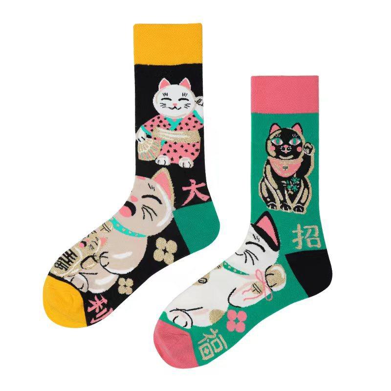 1 Pair Man Women Sock Original AB Tide Socks Colorful Cat Dog Koala Cow Cotton Socks Four Seasons Unisex Medium tube Socks Gift