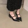 Fashion Retro Style Thick Heel Women Mary Jane Shoes Fashion Shallow Pointed Toe Ladies Comfort Office Pumps Footwear