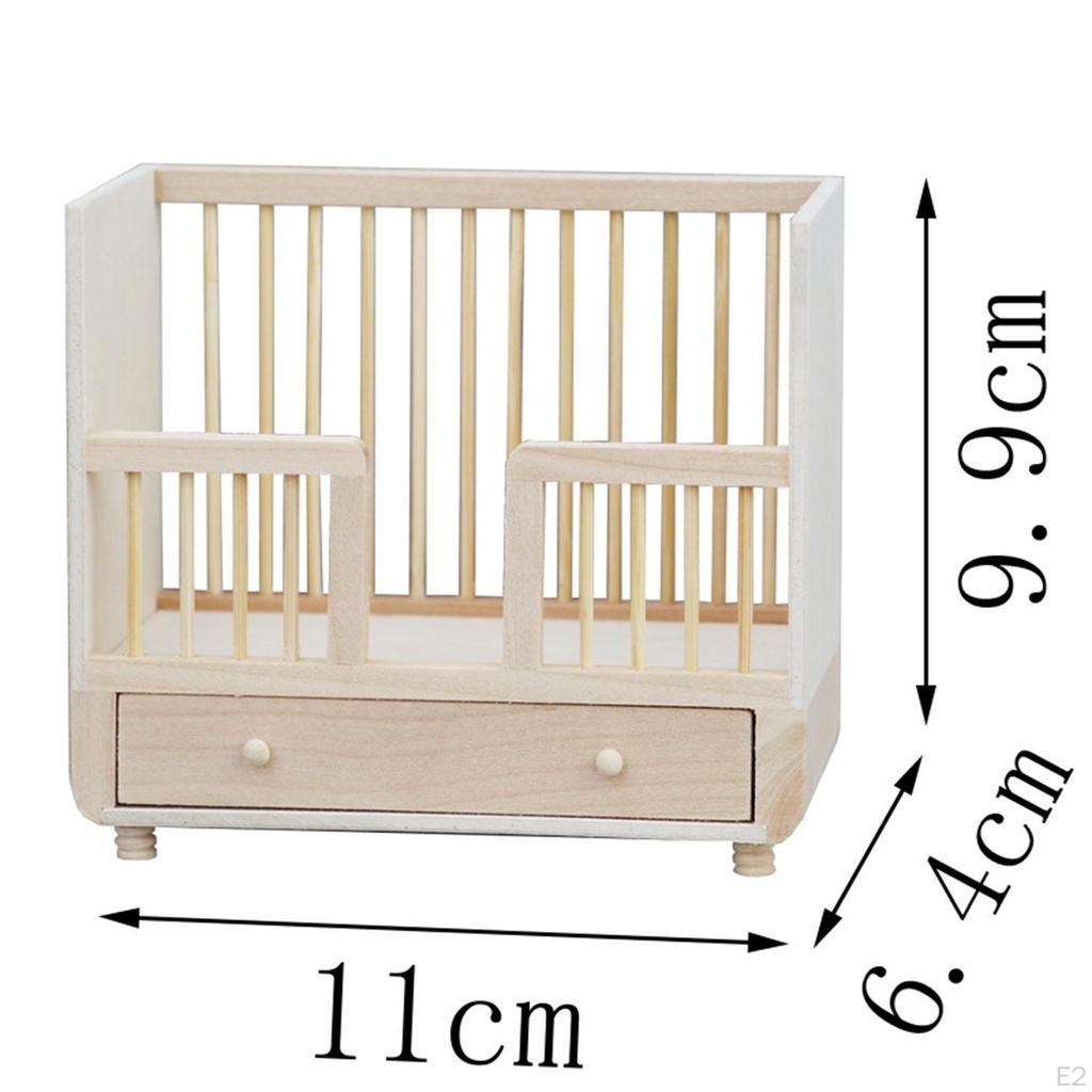 1/12 Dollhouse Baby Bed Miniature Furniture Room Pretend Play Toddler for Window