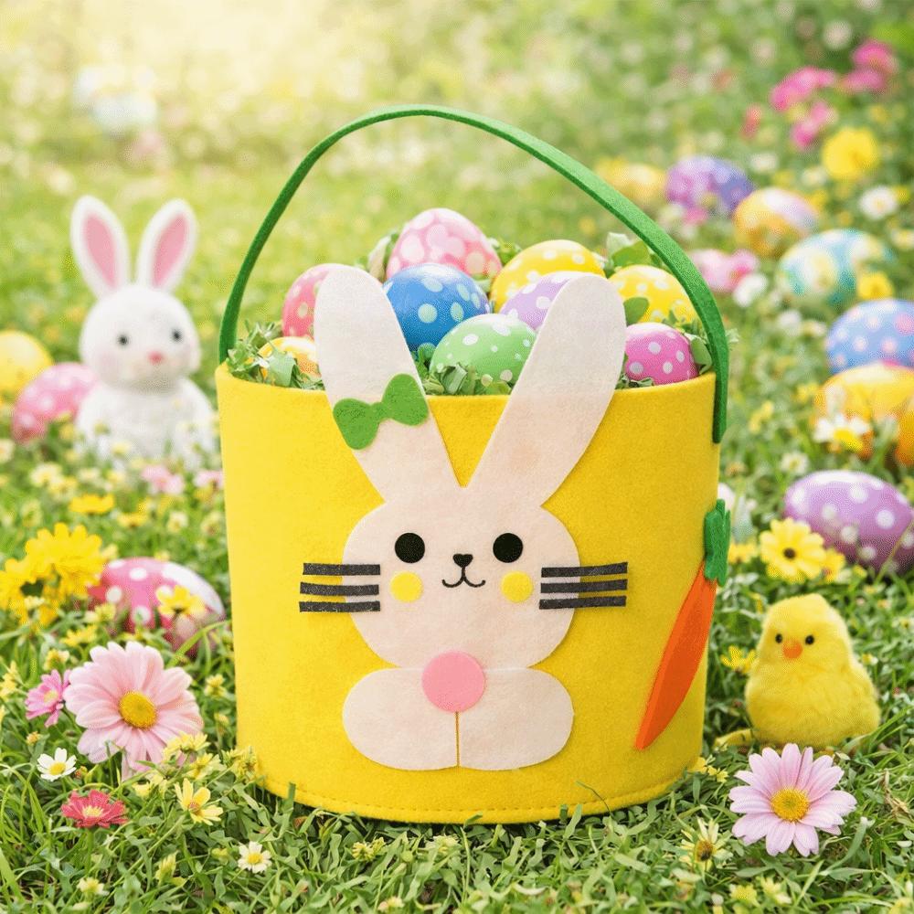 Cartoon Easter Egg Basket Large Capacity Cookie Gift Bag Rabbit Candy Bags  Easter Party