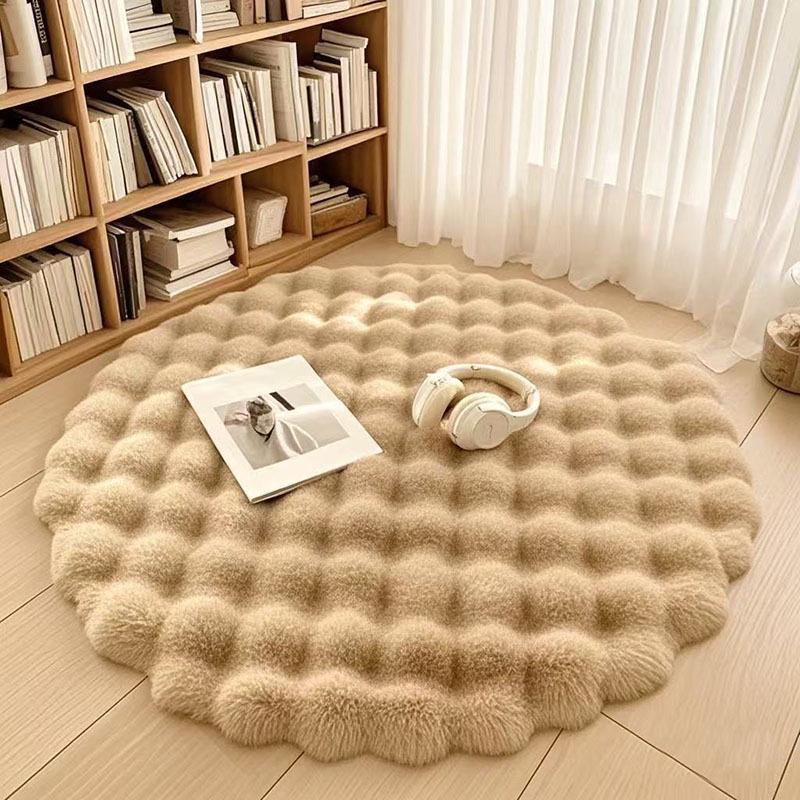 

Cross-Border Cream Velvet Round Rug: Plush Rabbit Fur Carpet for Living Room or Bedroom 30cm Diameter