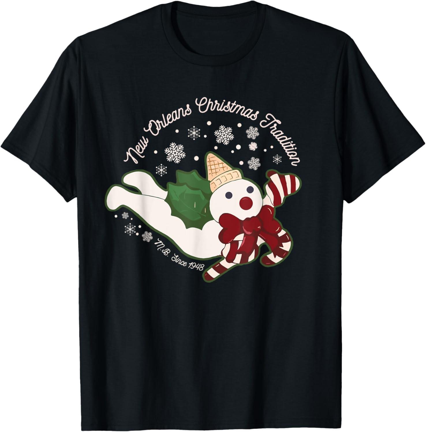 New Orleans Mr Bingle Christmas Tradition Snowmen Christmas T-T-Shirt M