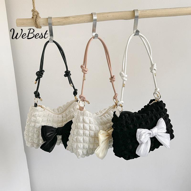 

A Stylish New Female Style with A Large-capacity Bow Choux Pastry рожевий