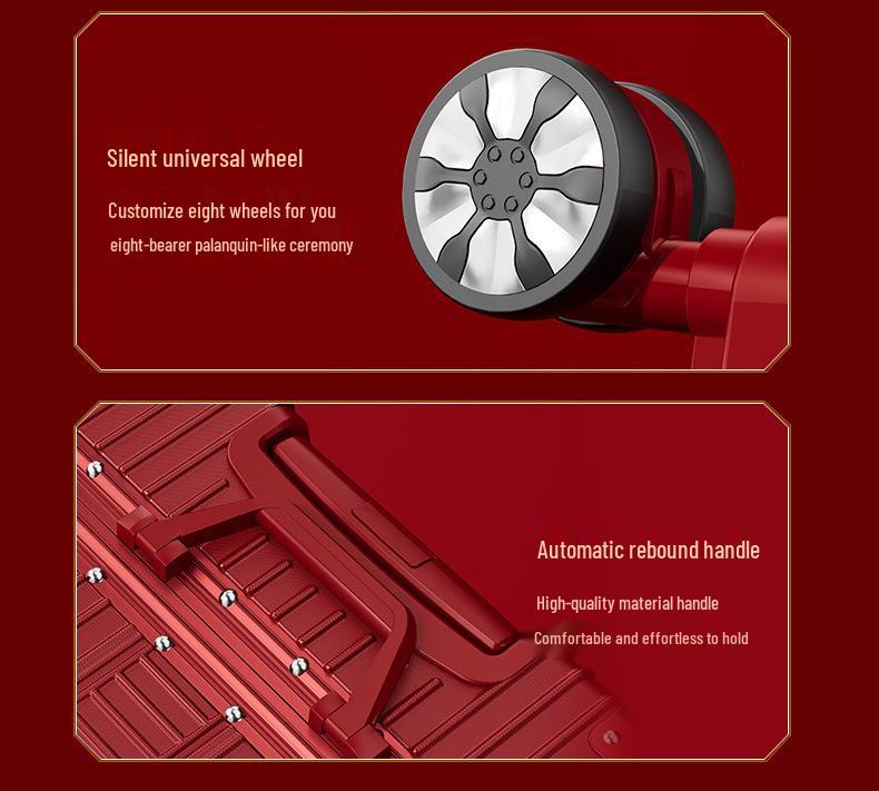 Roter Hochzeitskoffer: Trolley-Koffer mit Passwort für die Aussteuer der Frau