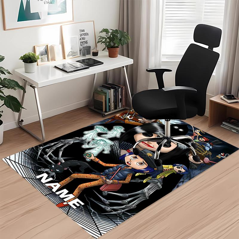 Custom Name Coraline Printed Carpet, for Office Chair Living Room Bedroom Kitchen Room Decor Gifts.