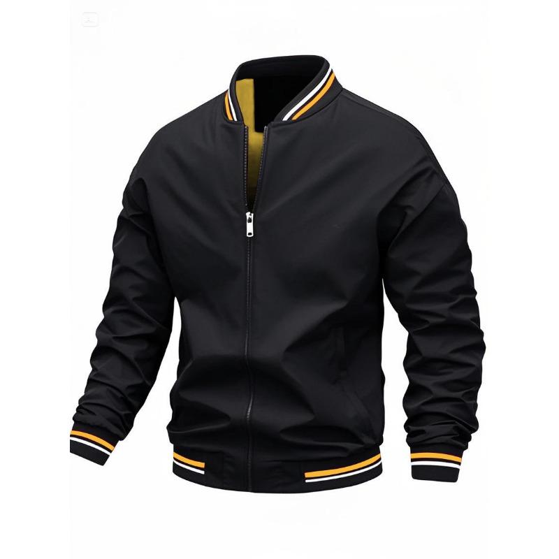 Lightweight Windproof Striped Cuff Jacket For Men Casual Style