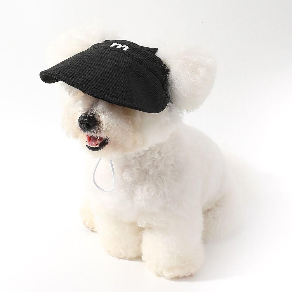 M Letter Embroidery Dog Sunshade Adjustable Cat Sunscreen Hat Pet Accessories Dog Sun Hat  Outdoor