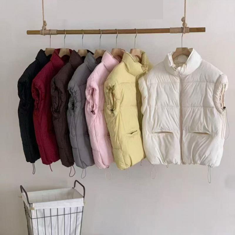 

Осень и зима новая женская куртка-жилет с капюшоном и двойной молнией из пухового хлопка уникальный модный жилет M бордовый