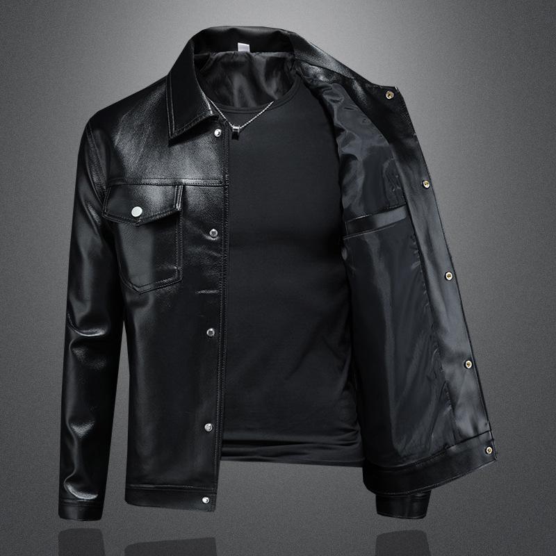 Men's Leather Jacket 2025 Autumn and Winter New Trend Fashion Locomotive Men's Slim Leather Jacket 58983