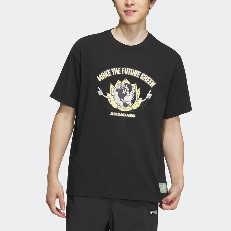 Adidas Neo City Escape Graphic Print Round Neck T-Shirt Unisex Tops Black IA6850