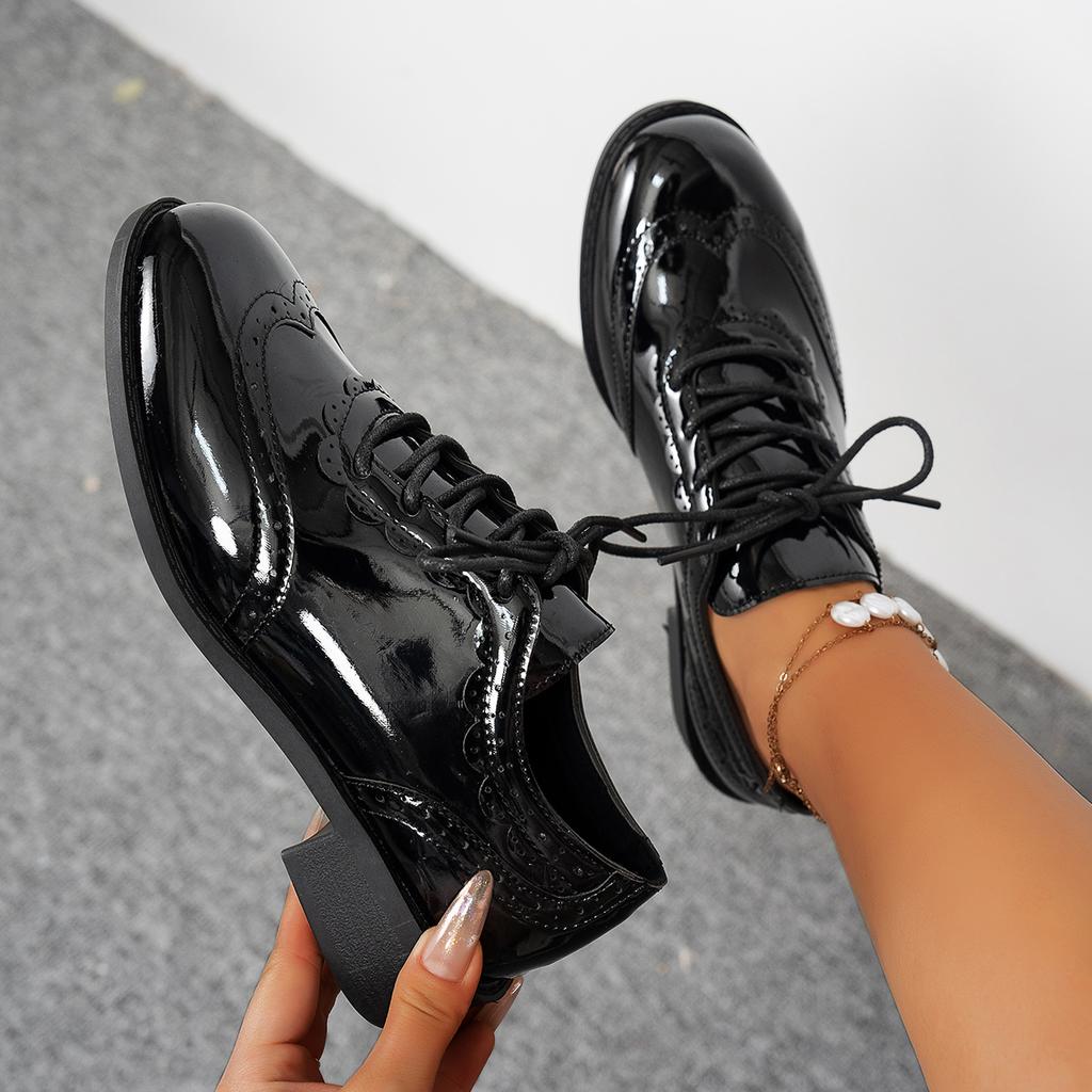 Fashion Aphixta New 3.5cm Pointed Toe Patent Leather Shoes Women Loafers Wine Red Square Heels Shoes For Woman Student Footwear