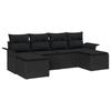 VidaXL Ensemble de Canapés de Jardin 6 Pièces avec Coussins Noir Poly Rattan 3345473