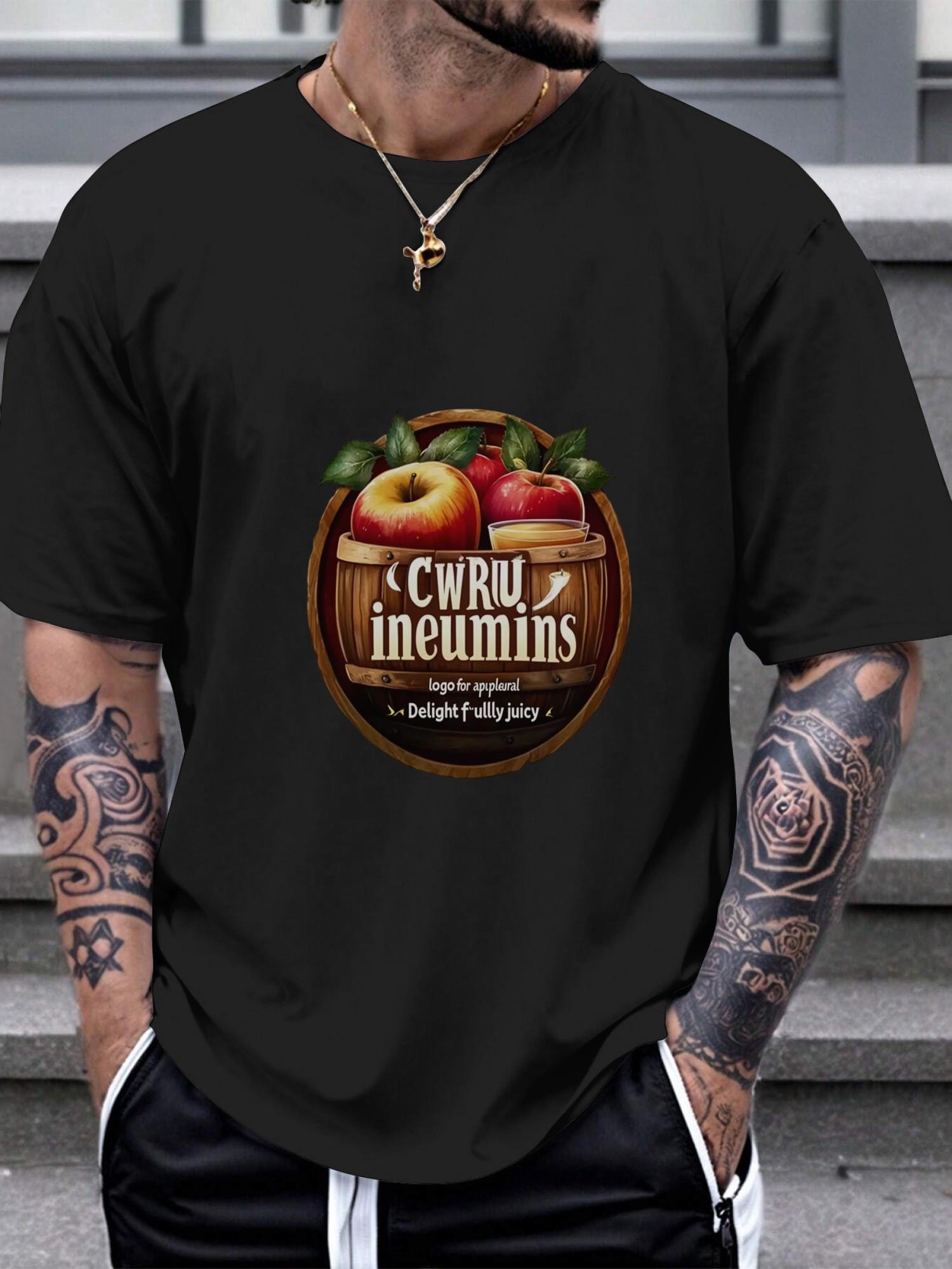 1pc hyper realistic Monogram Style T-shirt with catchy logo and apple illustration M