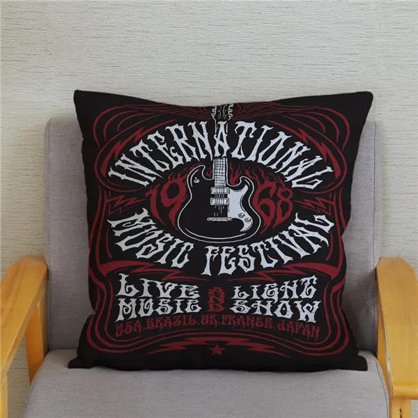 Home Decor Rock Music Print Pillowcases Bedroom Cushion Covers