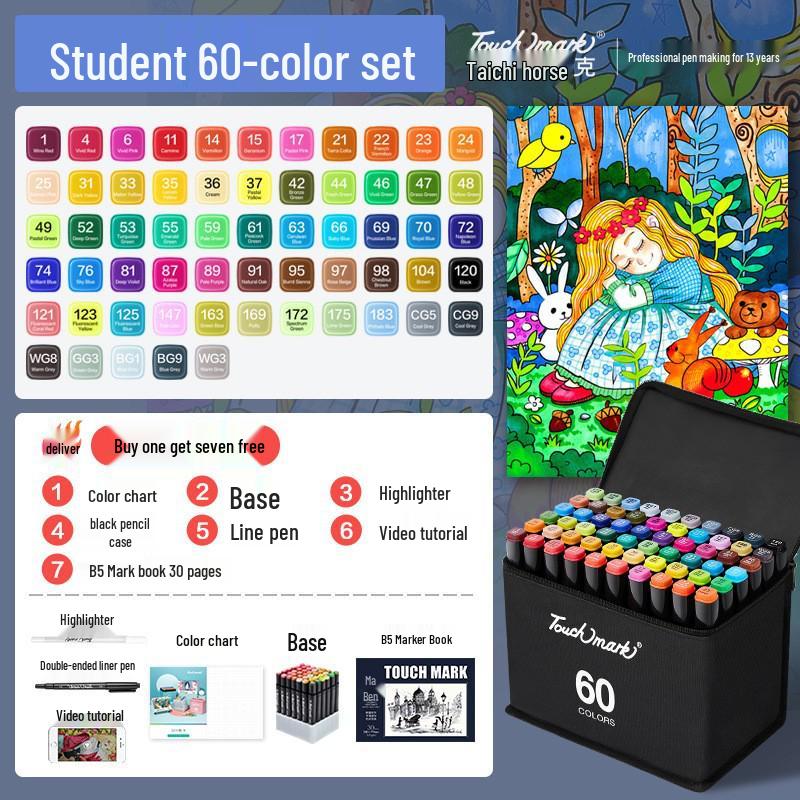 Touchmark 168-Color Alcohol-Based Marker Set with Durable Tips for Students