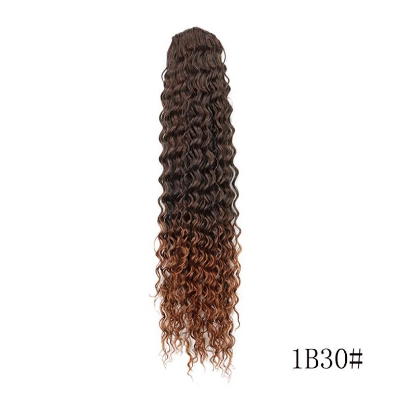 Synthetic Ponytail Wig With Deep Curl Net Cap Drawstring Heat-Resistant Fiber Women Any Face Shape