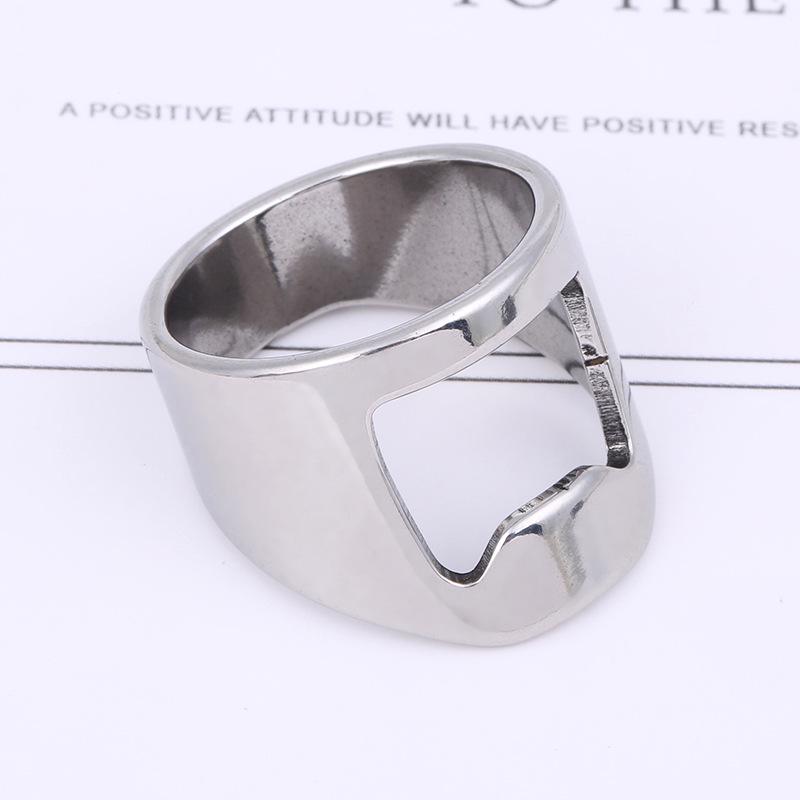 Men s Titanium Steel Laser-Cut Bottle Opener Ring - Stainless Steel Jewelry with Hollow Design 8 белый