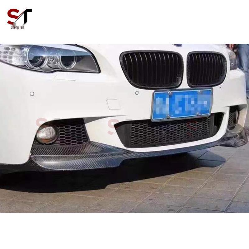 BMW 5 Series F10 F18 Carbon Fiber V-Style Front Lip, Bumper Diffuser, Splitter, and Chin Guard Modification.