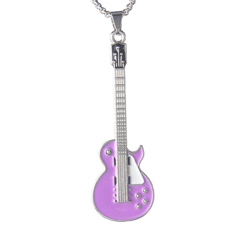 Drip guitar stainless steel necklace personality niche simple jazz rock music note long sweater chain