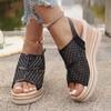 Fashion 2025 New Hollow Out Wedge Heel Sandals Women Summer Peep Toe Platform Sandles Woman Back Strap Thick Sole Rome Shoes Female 43