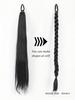 Synthetic 28 Inch Braided Ponytail Extension Long Straight With Rubber Band Braided Ponytail For Women's Daily Use