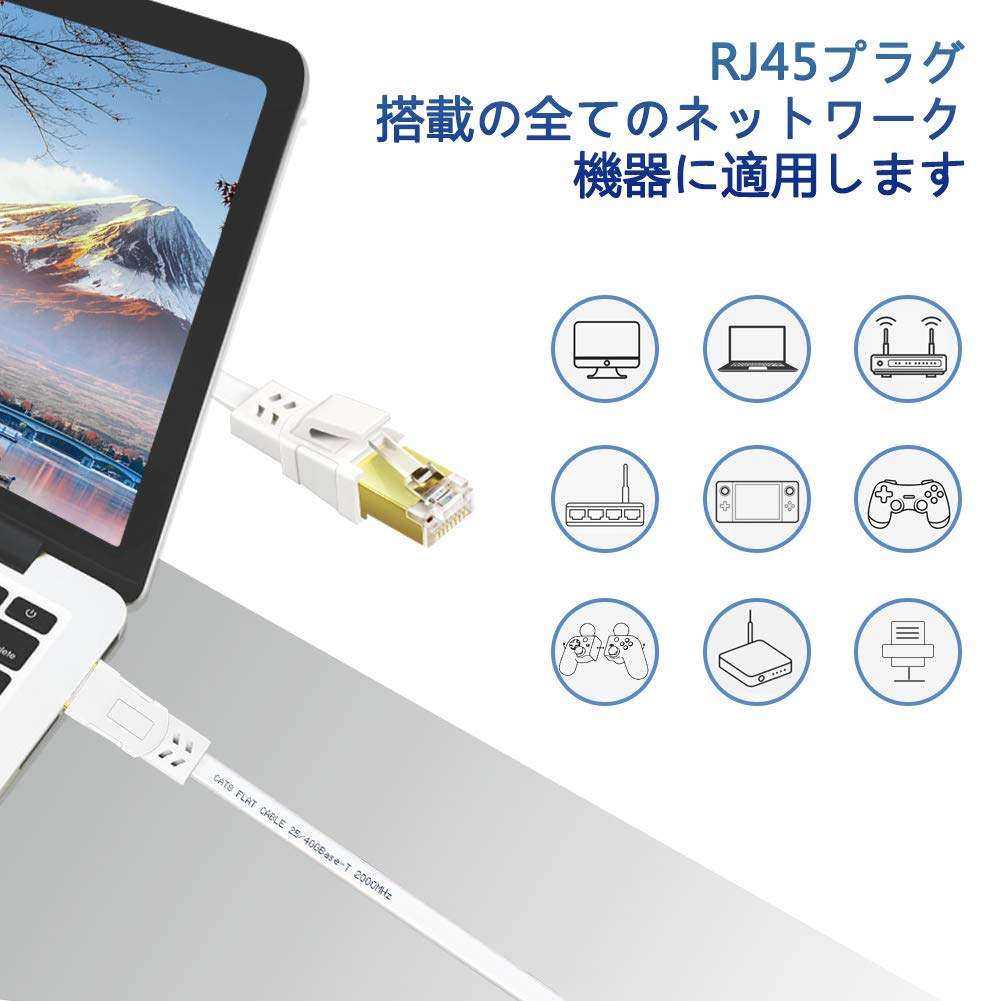 Cablu LAN Ankuly CAT8 Categoria 8 Cablu ultra plat Cablu LAN Protecție FTP moale Cablu Ethernet Server Corporate Comercial În aer liber Conform CAT8