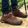 Spring and Autumn Casual Large Size Waterproof Hiking Shoes Top Layer Cowhide Men's Shoes Men's Outdoor Shoes Wear-Resistant Non-Slip Hiking Shoes