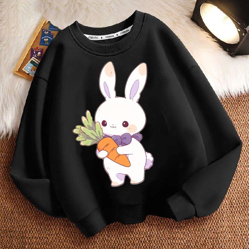 Niedlicher kleiner Hase Rundhals-Hoodie für Kinder, modisches langärmeliges Freizeit-Oberteil für Jungen und Mädchen im Frühling und Herbst