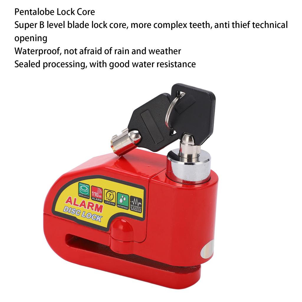 Bike Disc Brake Lock Anti Theft Electric Motorcycle Alarm Disc Lock with 110dB Alarm Sound for Motorbike Bike Scooter
